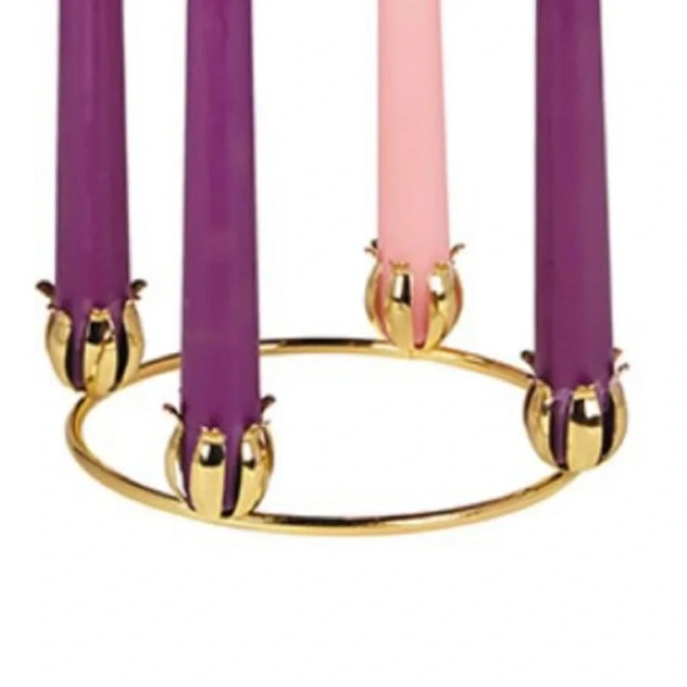 Brass Advent Wreath 6” with 4 candle cups plus 4 10” Advent candles included nwt